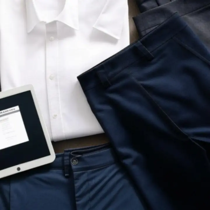 Férfi ruhadarabok lapos elrendezésben a ModernFitStore kollekciójából