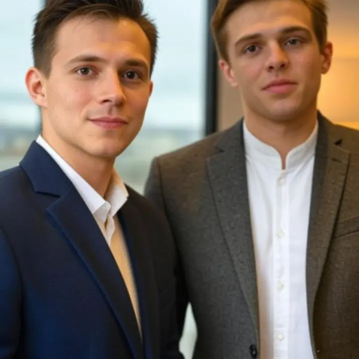 Modern férfi modellek casual és elegáns öltözékben, letisztult enteriőrben