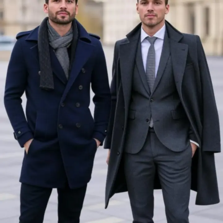 Modern férfi öltözékek szerkesztett kollekciós fotón