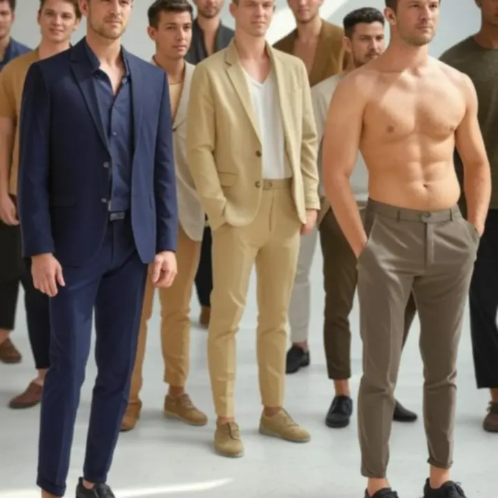 Férfi modellek modern, elegáns hétköznapi és alkalmi összeállításokban
